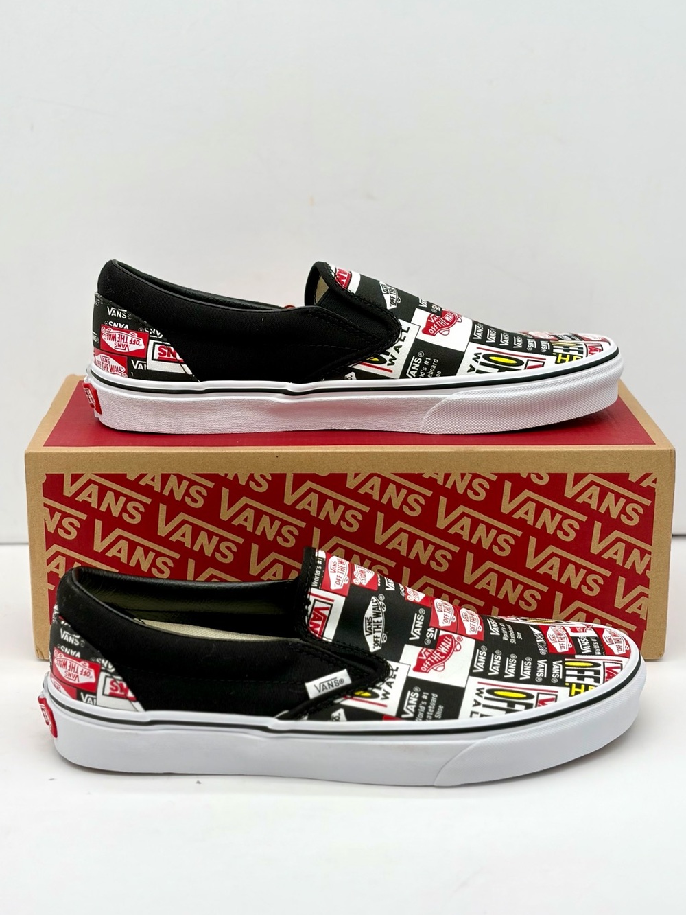 Vans Black/White Logo Patch Slip-On Shoes Sneakers